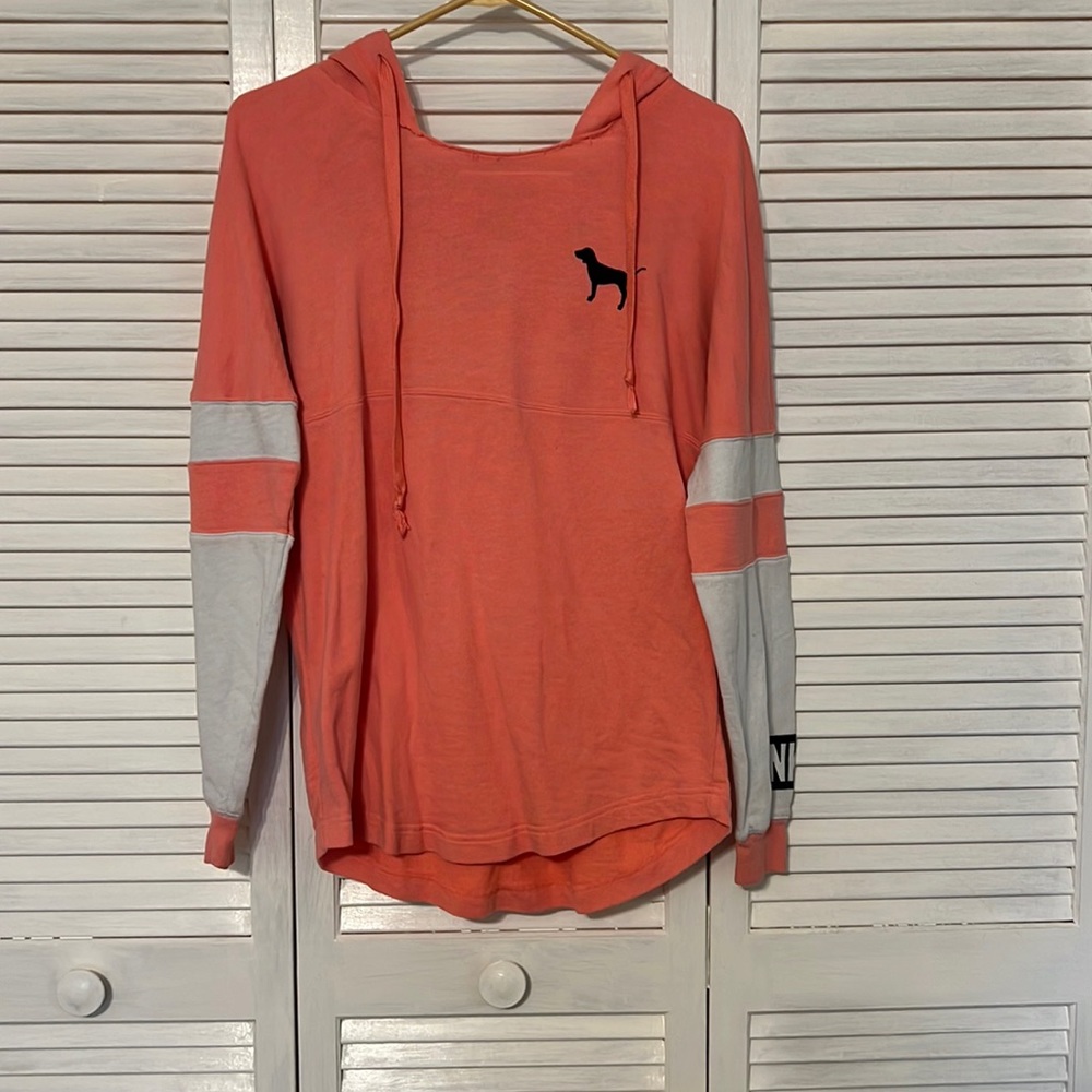 Well loved Victoria’s Secret PINK hooded lightweight sweatshirt